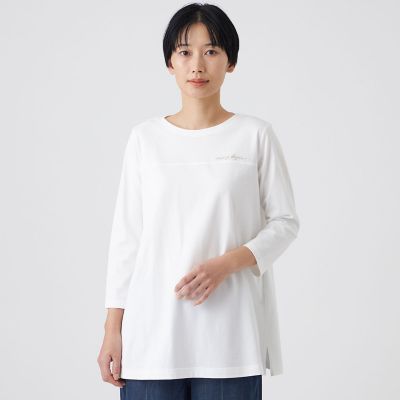 ＜EVEX by KRIZIA (Women)＞【カタログ掲載・ウォッシャブル】ロゴエンブロイダリーチュニックカットソー