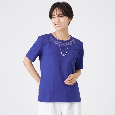 ＜EVEX by KRIZIA (Women)＞【接触冷感】【ウォッシャブル】ネックエンブロイダリーカットソー