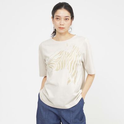 ＜EVEX by KRIZIA (Women)＞【ＳＡＮＹＯ　Ｓｔｙｌｅ　ＥＤＩＴＩＯＮ掲載】【接触冷感】【ウォッシャブル】メタリックゼブラプリントカットソー