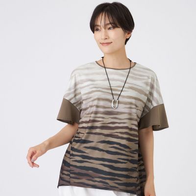 ＜EVEX by KRIZIA (Women)＞【接触冷感】【ウォッシャブル】グラデーションゼブラカットソー