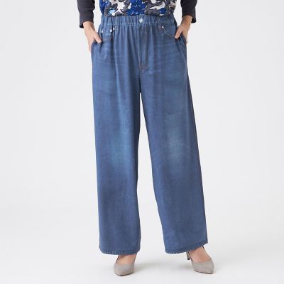 ＜EVEX by KRIZIA (Women)＞【カタログ掲載・接触冷感・吸水速乾・着用じわ防止・マシンウォッシャブル】ストレッチプリントデニムパンツ