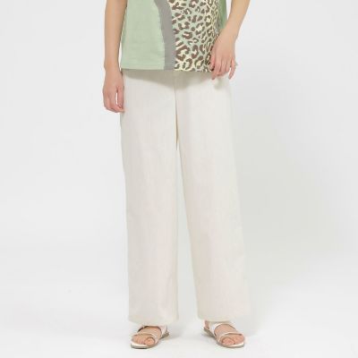 ＜EVEX by KRIZIA (Women)＞【カタログ掲載品】【ウォッシャブル】コットン麻ブレンドストレッチワイドストレートパンツ