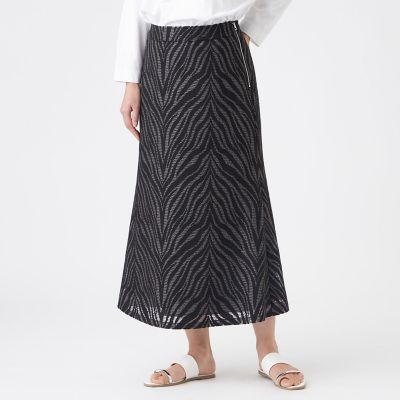 ＜EVEX by KRIZIA (Women)＞【カタログ掲載・ウォッシャブル】ゼブラレースタイトフレアスカート