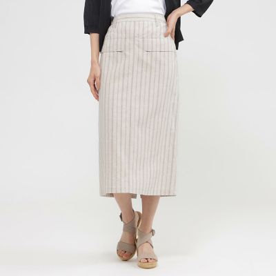 ＜EVEX by KRIZIA (Women)＞【ウォッシャブル】ナチュラルリネンブレンドストライプタイトスカート