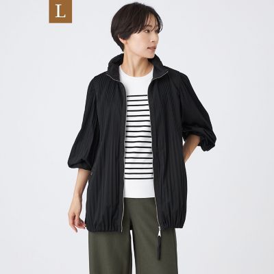 ＜EVEX BY KRIZIA L (Women/大きいサイズ)＞【Ｌ】【はっ水】【防風】【ウォッシャブル】ジャージープリーツアウター