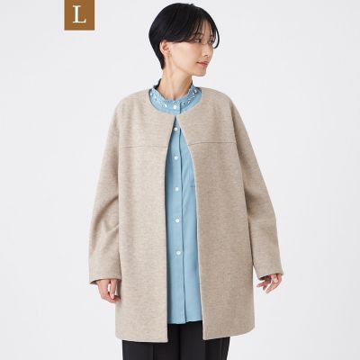 ＜EVEX BY KRIZIA L (Women/大きいサイズ)＞【Ｌ】【カタログ掲載】【ウォッシャブル】ウールライクジャージ　ノーカラーコーディガン