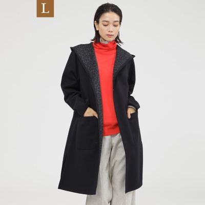 ＜EVEX BY KRIZIA L (Women/大きいサイズ)＞＊ＳＴＯＲＹ掲載＊【Ｌ】【カタログ掲載品】【ウォッシャブル】【リバーシブル】レオパードダンボールフーデットコーディガン