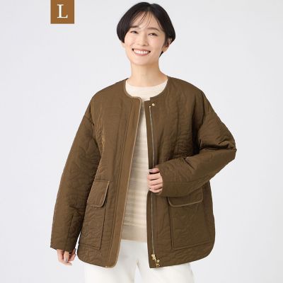 ＜EVEX BY KRIZIA L (Women/大きいサイズ)＞【Ｌ】【カタログ掲載】【マシンウォッシャブル】アニマルキルトノーカラージャケット