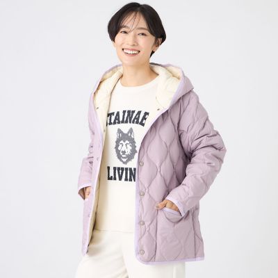 ＜EVEX BY KRIZIA L (Women/大きいサイズ)＞【Ｌ】【カタログ掲載】【ウォッシャブル】フーデッドキルティングダウンジャケット