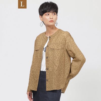 ＜EVEX BY KRIZIA L (Women/大きいサイズ)＞【Ｌ】【ウォッシャブル】パンサープリントシャツジャケット