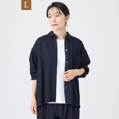 L】【ウォッシャブル】デニムライクショートシャツジャケット | EVEX