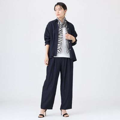 L】【ウォッシャブル】デニムライクショートシャツジャケット | EVEX 