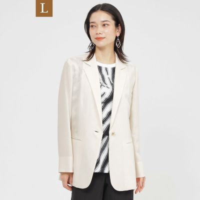 ＜EVEX BY KRIZIA L (Women/大きいサイズ)＞【Ｌ】【カタログ掲載品】【ウォッシャブル】シアーヴィンテージスラブテーラージャケット