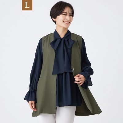 ＜EVEX BY KRIZIA L (Women/大きいサイズ)＞【Ｌ】【吸水速乾】【遮熱】【着用じわ防止】【ストレッチ性】ドライメランジフレアジレ