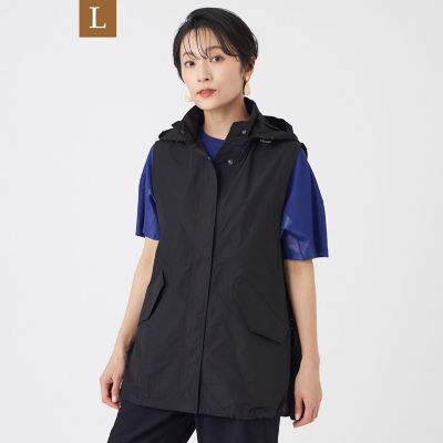 ＜EVEX BY KRIZIA L (Women/大きいサイズ)＞【Ｌ】【カタログ掲載・マシンウォッシャブル】パンチングタフタフーデッドジレ