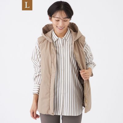 ＜EVEX BY KRIZIA L (Women/大きいサイズ)＞【Ｌ】【カタログ掲載】【はっ水・マシンウォッシャブル】グレイスメモリーフーデッドジレ