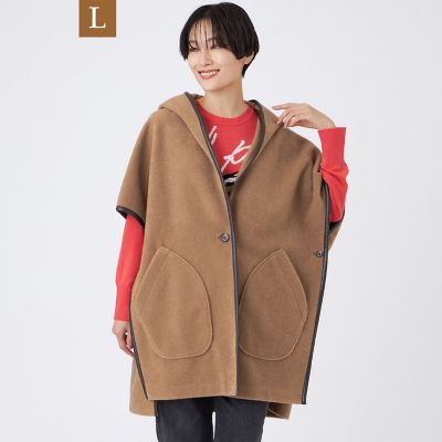 ＜EVEX BY KRIZIA L (Women/大きいサイズ)＞【Ｌ】【カタログ掲載】ウールライクニードルパンチケープジレ