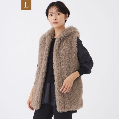 ＜EVEX BY KRIZIA L (Women/大きいサイズ)＞【Ｌ】【カタログ掲載】ニットコンビフェイクファージレ