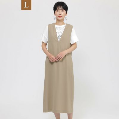 ＜EVEX BY KRIZIA L (Women/大きいサイズ)＞【Ｌ】【接触冷感】【防しわ】【防透け】【ウォッシャブル】ドライタッチジャンパースカート