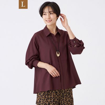 ＜EVEX BY KRIZIA L (Women/大きいサイズ)＞【Ｌ】【接触冷感】【マシンウォッシャブル】スパンローンペプラムシャツ