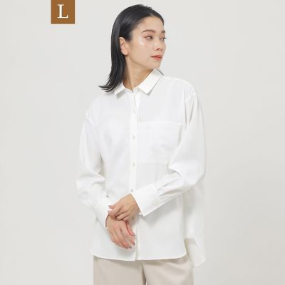 ＜EVEX BY KRIZIA L (Women/大きいサイズ)＞【Ｌ】【マシンウォッシャブル】ソフトタイプライターベーシックシャツ