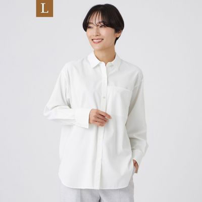 ＜EVEX BY KRIZIA L (Women/大きいサイズ)＞【Ｌ】【マシンウォッシャブル】ソフトタイプライターストレッチシャツ