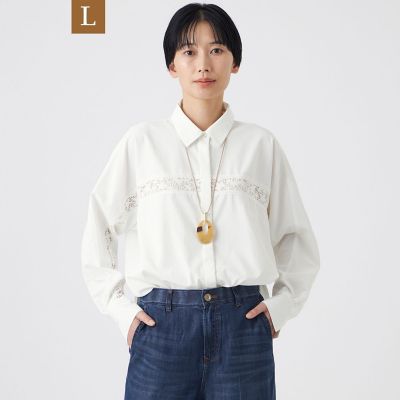 ＜EVEX BY KRIZIA L (Women/大きいサイズ)＞【Ｌ】【カタログ掲載・マシンウォッシャブル】パンサーブレードレースシャツ