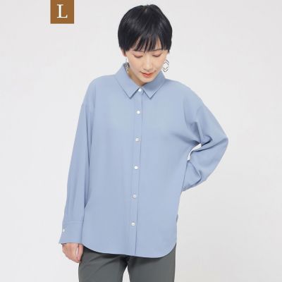＜EVEX BY KRIZIA L (Women/大きいサイズ)＞【Ｌ】【接触冷感】【吸水速乾】【ＵＶ対策】【ウォッシャブル】ｋｉｒｅｒｉシャツブラウス