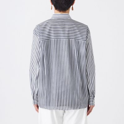 L】【カタログ掲載・ウォッシャブル】レイヤードストライプシャツ