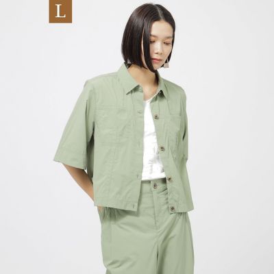 ＜EVEX BY KRIZIA L (Women/大きいサイズ)＞【Ｌ】【ウォッシャブル】ナイロンワッシャーシャツ