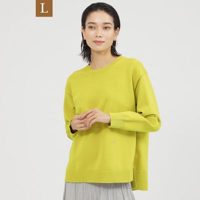 ＜EVEX BY KRIZIA L (Women/大きいサイズ)＞【Ｌ】【カタログ掲載品】【１００回洗っても型崩れしない】【ウォッシャブル】テックスブリッドクルーネックプルオーバーニット