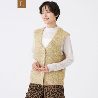 ＜EVEX BY KRIZIA L (Women/大きいサイズ)＞【Ｌ】【ウォッシャブル】メタリックヤーンニットベスト