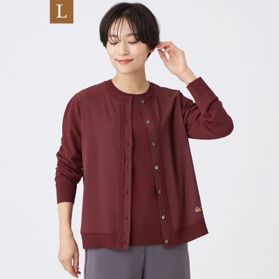 ＜EVEX BY KRIZIA L (Women/大きいサイズ)＞【Ｌ】【ウォッシャブル】レーヨンストレッチニットコンビカーディガン