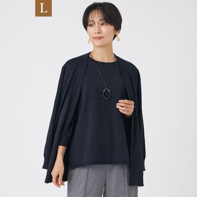 L】【ウォッシャブル】ラメニットロングカーディガン | EVEX BY