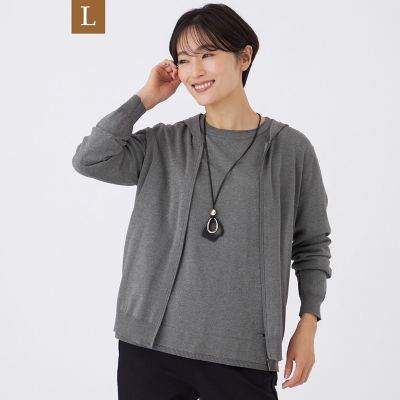 ＜EVEX BY KRIZIA L (Women/大きいサイズ)＞【Ｌ】【カタログ掲載】【ウォッシャブル】ラメハイゲージニットパーカー