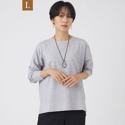 L】【ウォッシャブル】ラメニットボーダープルオーバー | EVEX BY