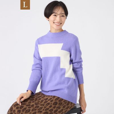 ＜EVEX BY KRIZIA L (Women/大きいサイズ)＞【Ｌ】【ＳＡＮＹＯ　Ｓｔｙｌｅ　ＥＤＩＴＩＯＮ掲載】【ウォッシャブル】ブロッキングウールニットプルオーバー