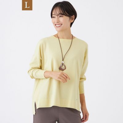 ＜EVEX BY KRIZIA L (Women/大きいサイズ)＞【Ｌ】【ウォッシャブル】ラメハイゲージニットボートネックプルオーバー