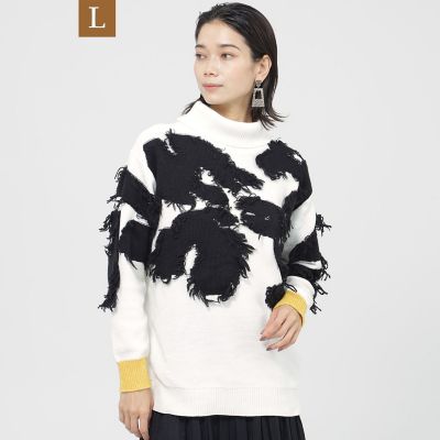 ＜EVEX BY KRIZIA L (Women/大きいサイズ)＞【Ｌ】【カタログ掲載品】レオパードジャカードタートルネックプルオーバーニット