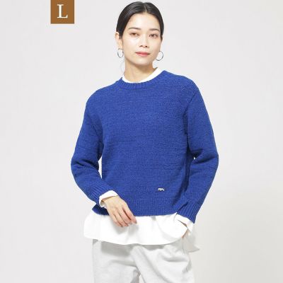 ＜EVEX BY KRIZIA L (Women/大きいサイズ)＞【Ｌ】【ウォッシャブル】ファンシーテープヤーンニットプルオーバー