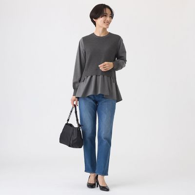 L】【ウォッシャブル】シャツコンビニットプルオーバー | EVEX BY