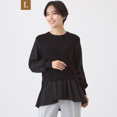 L】【ウォッシャブル】シャツコンビニットプルオーバー | EVEX BY