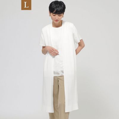 ＜EVEX BY KRIZIA L (Women/大きいサイズ)＞【Ｌ】【ウォッシャブル】ドライタッチコットンニットロングジレ