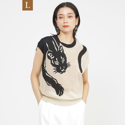＜EVEX BY KRIZIA L (Women/大きいサイズ)＞【Ｌ】【カタログ掲載品】【ウォッシャブル】パンサージャカードメッシュニット