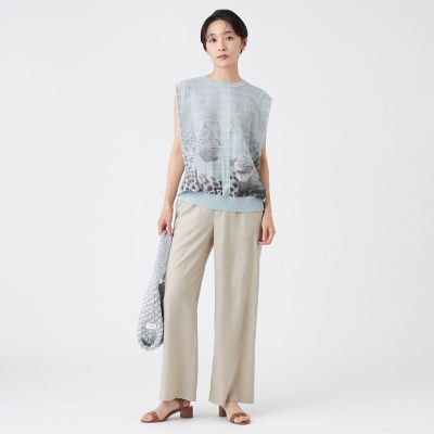 L】【カタログ掲載】【ウォッシャブル】パンサープリントニットベスト
