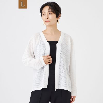L】【ウォッシャブル】ゼブラジャカードニットカーディガン | EVEX BY