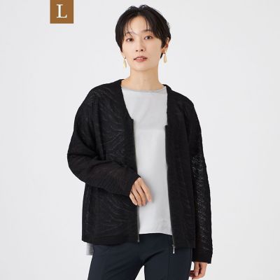 L】【ウォッシャブル】ゼブラジャカードニットカーディガン | EVEX BY