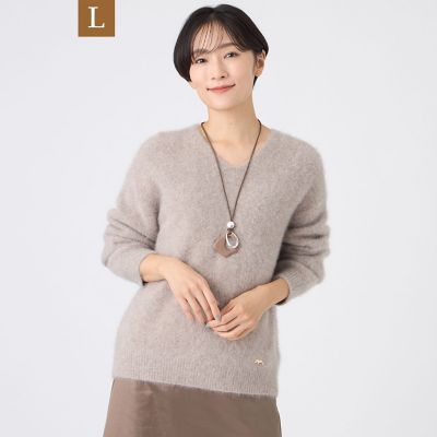 ＜EVEX BY KRIZIA L (Women/大きいサイズ)＞【Ｌ】【ＳＡＮＹＯ　Ｓｔｙｌｅ　ＥＤＩＴＩＯＮ掲載】フォックスウールファーニットプルオーバー