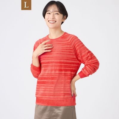 ＜EVEX BY KRIZIA L (Women/大きいサイズ)＞【Ｌ】【カタログ掲載】【ウォッシャブル】モールボーダーニットプルオーバー