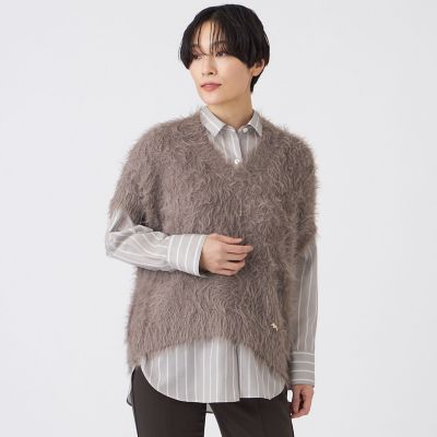 ＜EVEX BY KRIZIA L (Women/大きいサイズ)＞【Ｌ】フェザータッチＶネックニットベスト